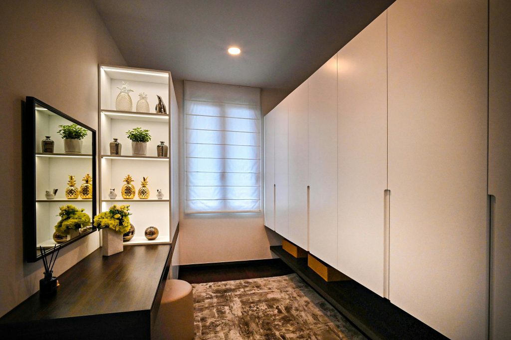 beautifully organized and modern dressing room or walk-in wardrobe