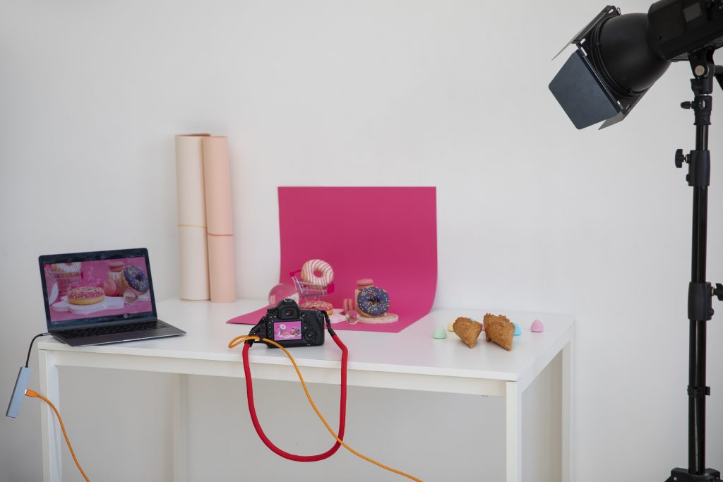 Photography studio with equipment arrangement